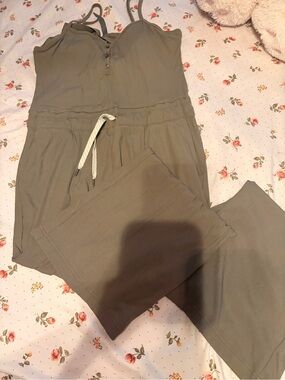 Vuori Olive Sleeveless Drawstring Jumpsuit